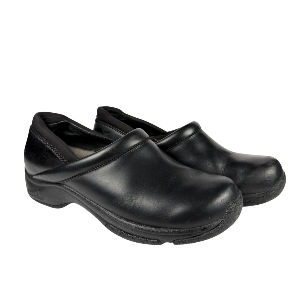 Dansko Black Leather Clog Shoes Womens Size 10 41 Slip On Comfort Work Wear